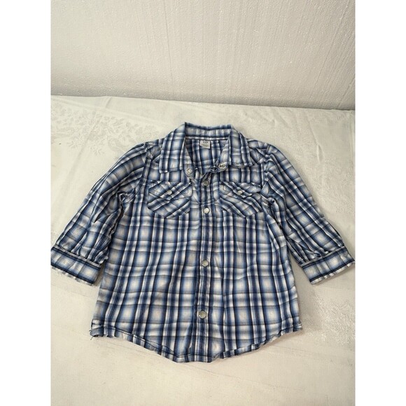 Baby Gap Infant Pearl Snap Button Up Long Sleeve Shirt Size  18 Months - Blue - Picture 1 of 5
